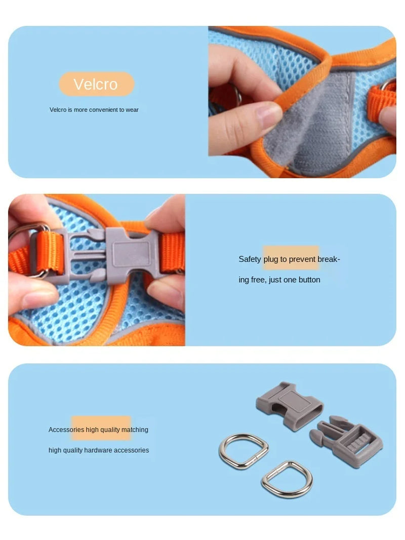 Breathable Chest Strap for Dogs, Puppy Vest Harness, Hand Leash, Suitable for Small and Medium-Sized Dogs to Walk the Dog