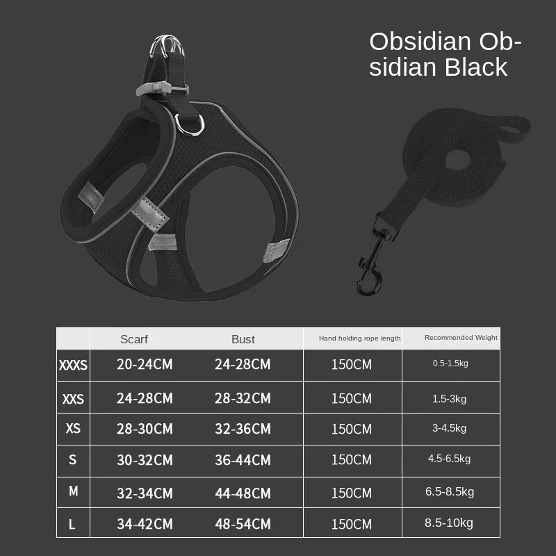 Breathable Chest Strap for Dogs, Puppy Vest Harness, Hand Leash, Suitable for Small and Medium-Sized Dogs to Walk the Dog