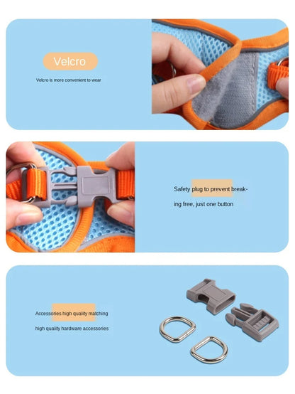 Breathable Chest Strap for Dogs, Puppy Vest Harness, Hand Leash, Suitable for Small and Medium-Sized Dogs to Walk the Dog