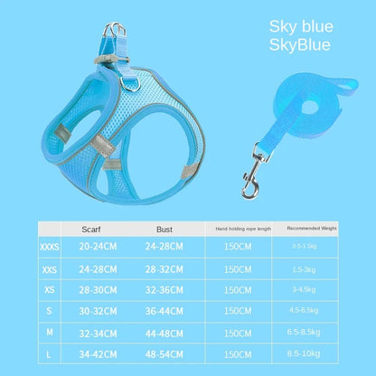 Breathable Chest Strap for Dogs, Puppy Vest Harness, Hand Leash, Suitable for Small and Medium-Sized Dogs to Walk the Dog
